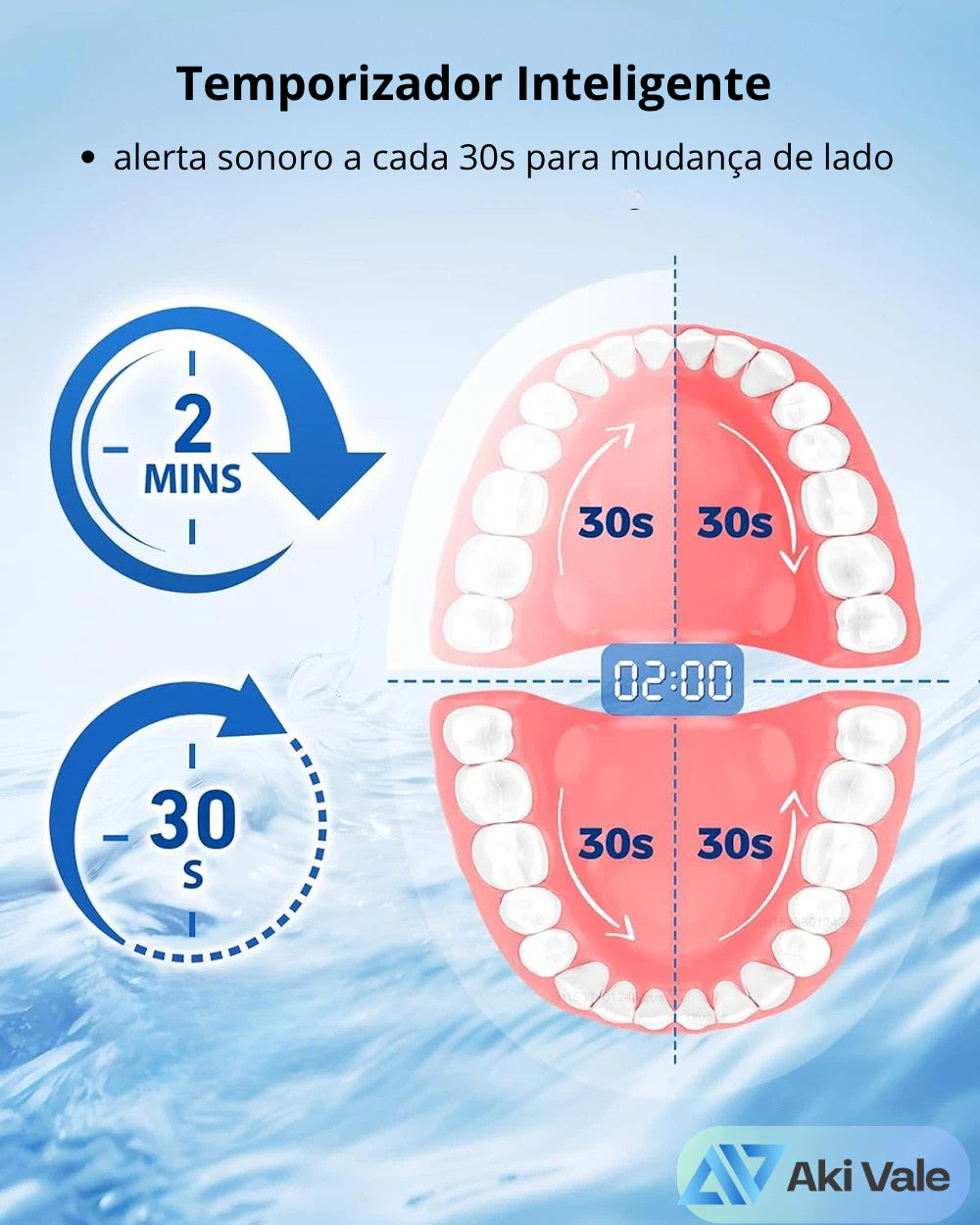 Escova dental Elétrica Rotatória - Aki Vale (8 Refis)