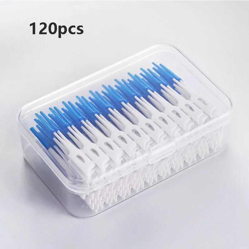 40/120pcs escova interdental de silicone macio escova interdental adaptativa escova de espaço aparelho ortodôntico escova odontologia dental
