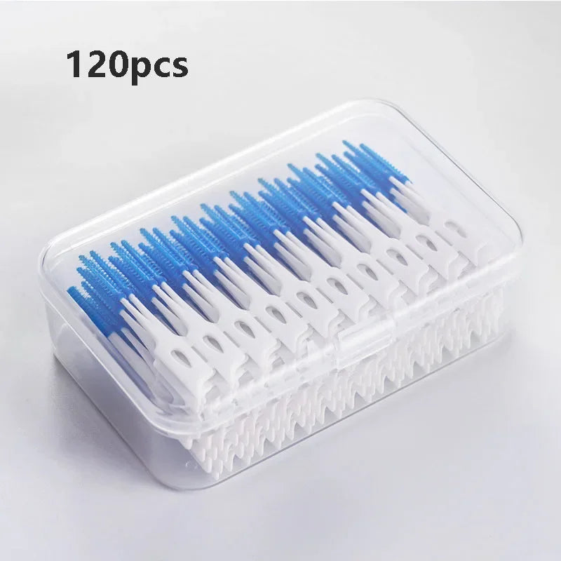 40/120pcs escova interdental de silicone macio escova interdental adaptativa escova de espaço aparelho ortodôntico escova odontologia dental