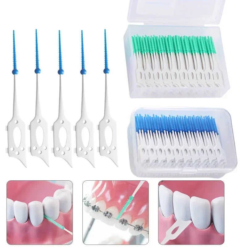 40/120pcs escova interdental de silicone macio escova interdental adaptativa escova de espaço aparelho ortodôntico escova odontologia dental