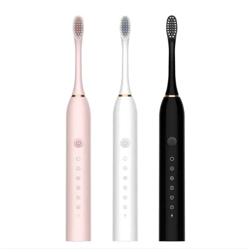 Escova de dentes elétrica ultrassônica, modo de seis velocidades, cabelo macio, carregamento usb, à prova d'água, limpador de dentes adulto, conjunto automático de casal