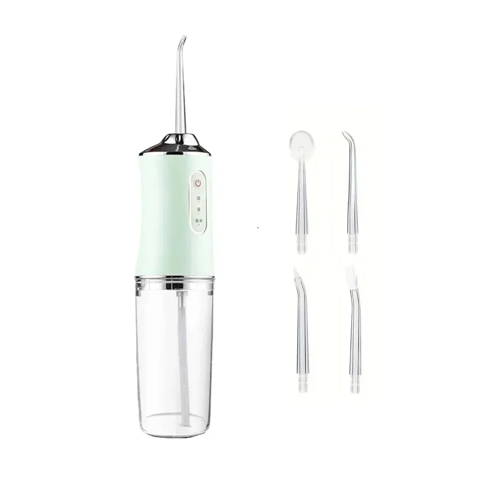 Irrigador oral elétrico inteligente portátil, fio dental de água, 4 jatos, 3 modos, recarregável, jato de água dental, limpador de dentes