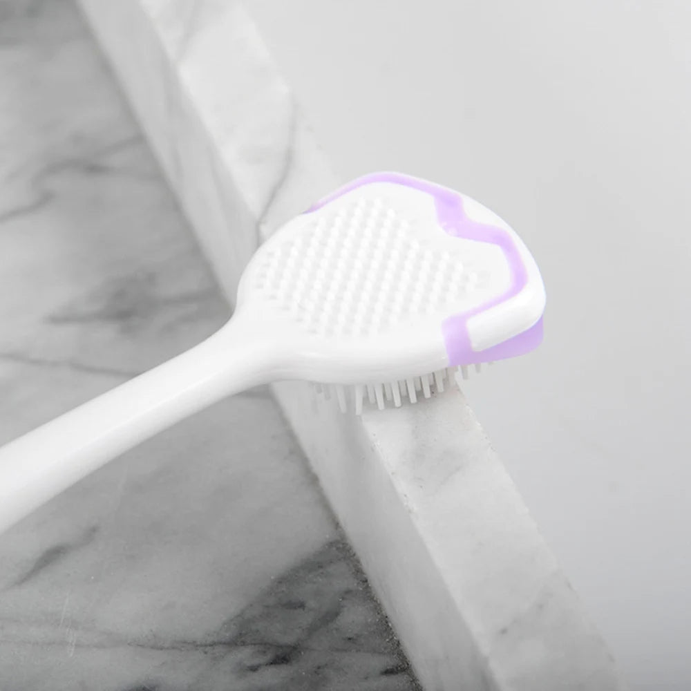 Limpador de língua de silicone macio para adulto ferramenta de limpeza de língua dupla face reutilizável raspador de língua escova ferramenta de cuidados de higiene oral
